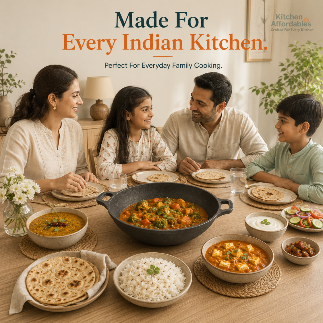 Kitchen Affordables Premium Cast Iron Kadhai 12Inch