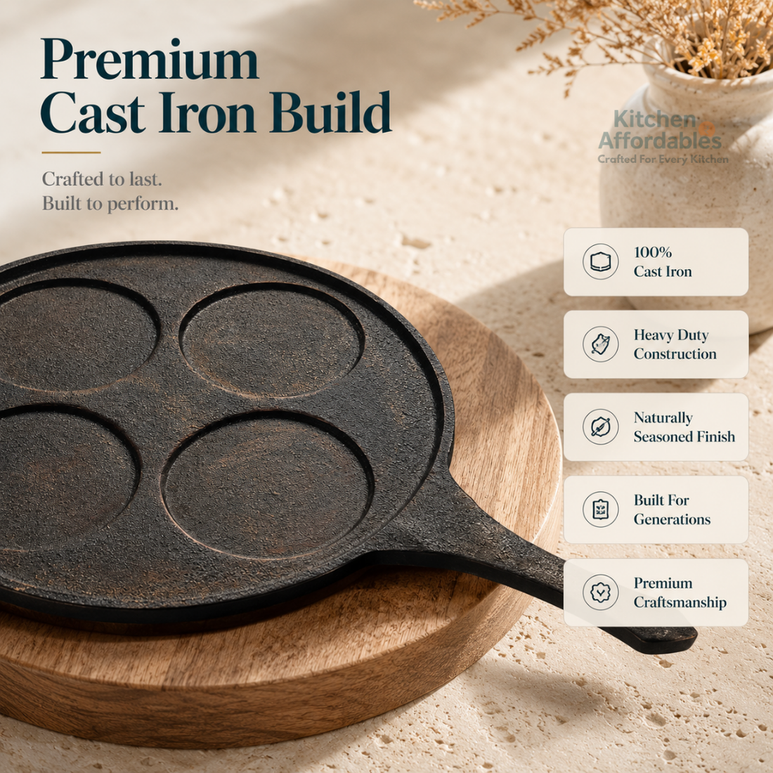 Kitchen Affordables Premium Cast Iron Mini Pancake Pan