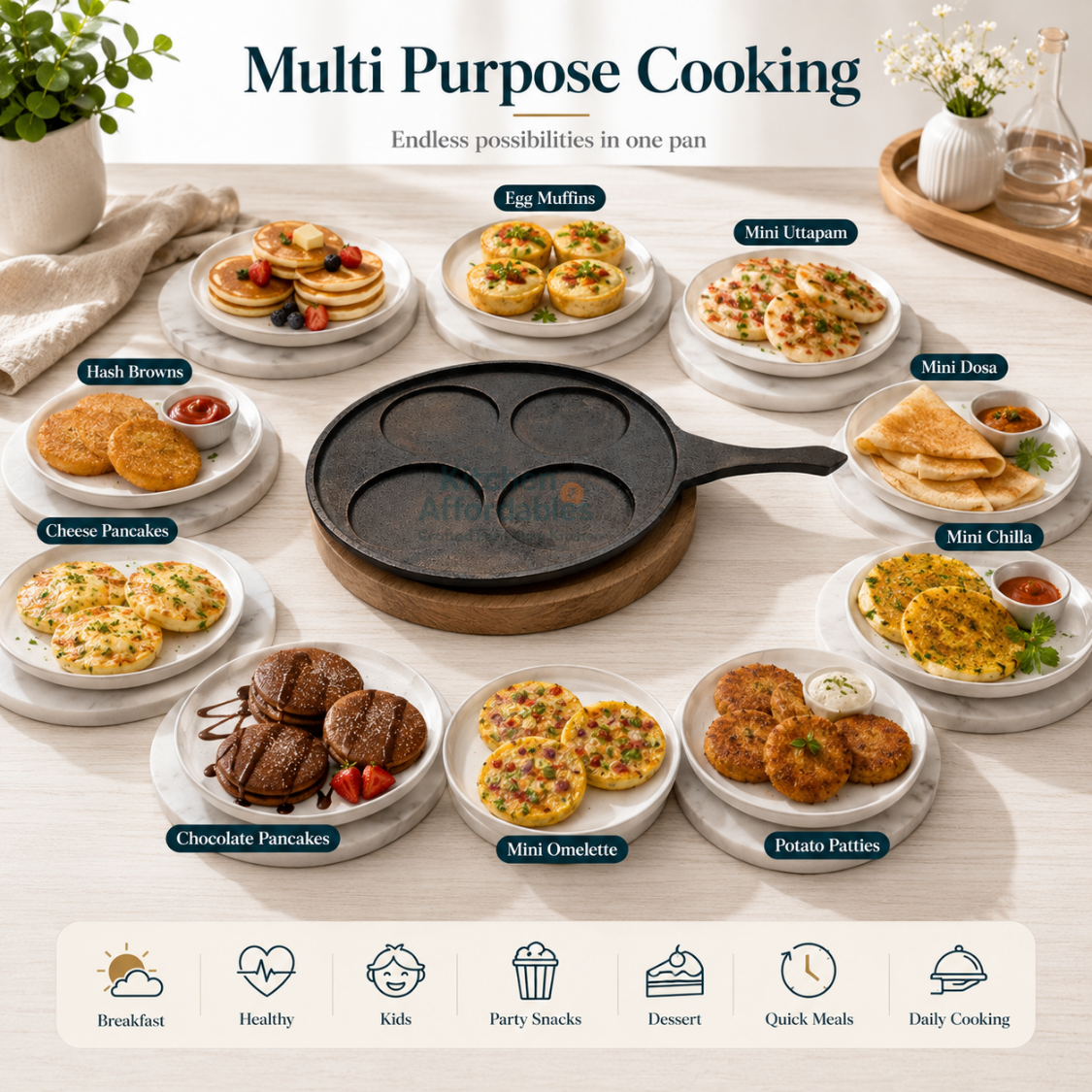 Kitchen Affordables Premium Cast Iron Mini Pancake Pan