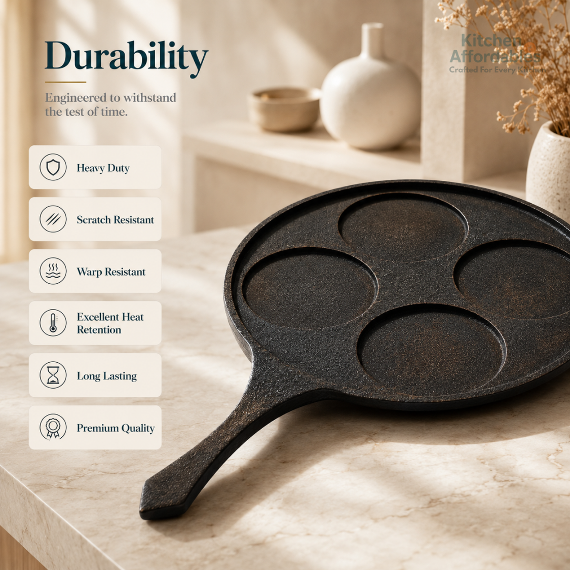 Kitchen Affordables Premium Cast Iron Mini Pancake Pan