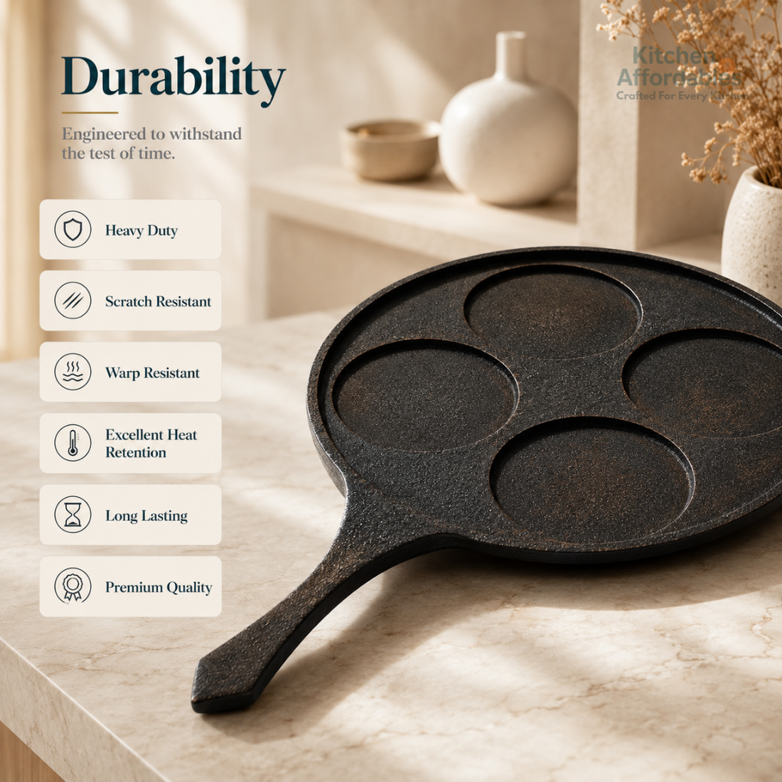 Kitchen Affordables Premium Cast Iron Mini Pancake Pan