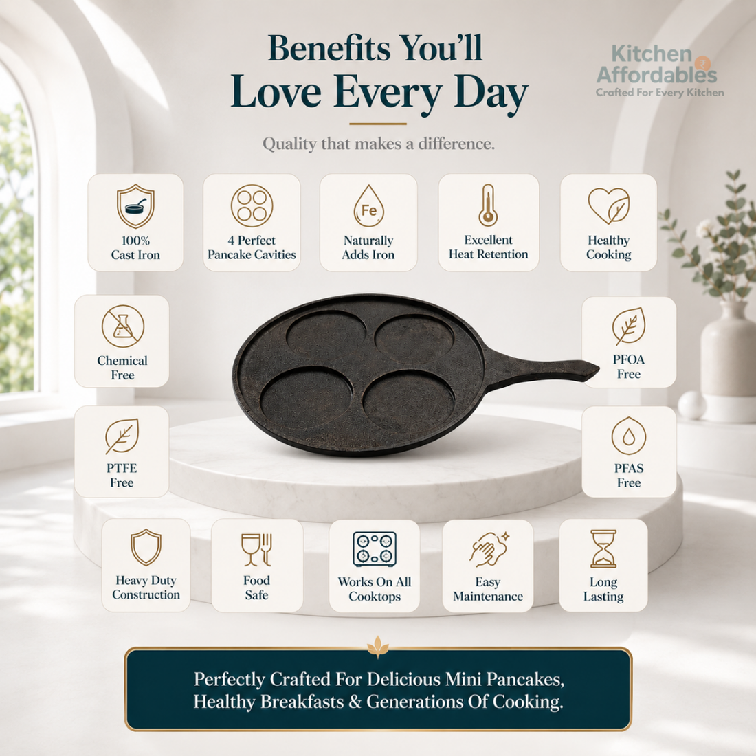 Kitchen Affordables Premium Cast Iron Mini Pancake Pan
