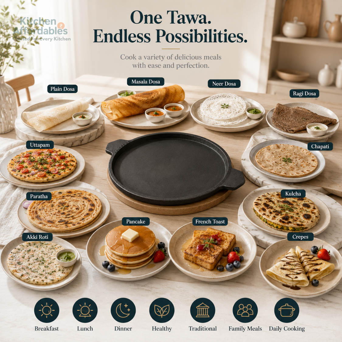 Kitchen Affordables Cast Iron Mulbagal Dosa Tawa