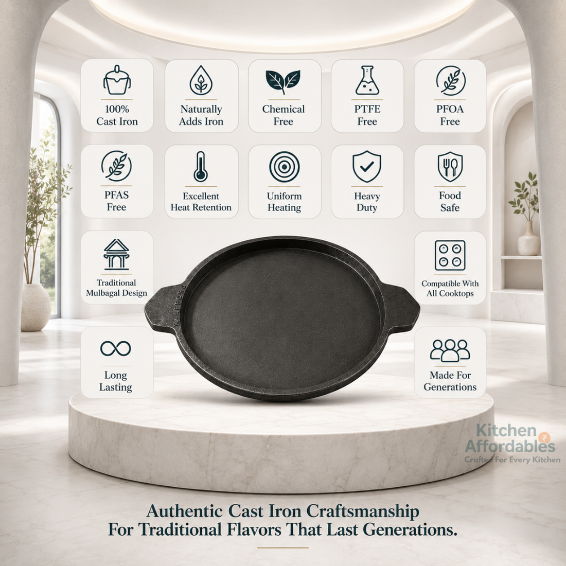 Kitchen Affordables Cast Iron Mulbagal Dosa Tawa