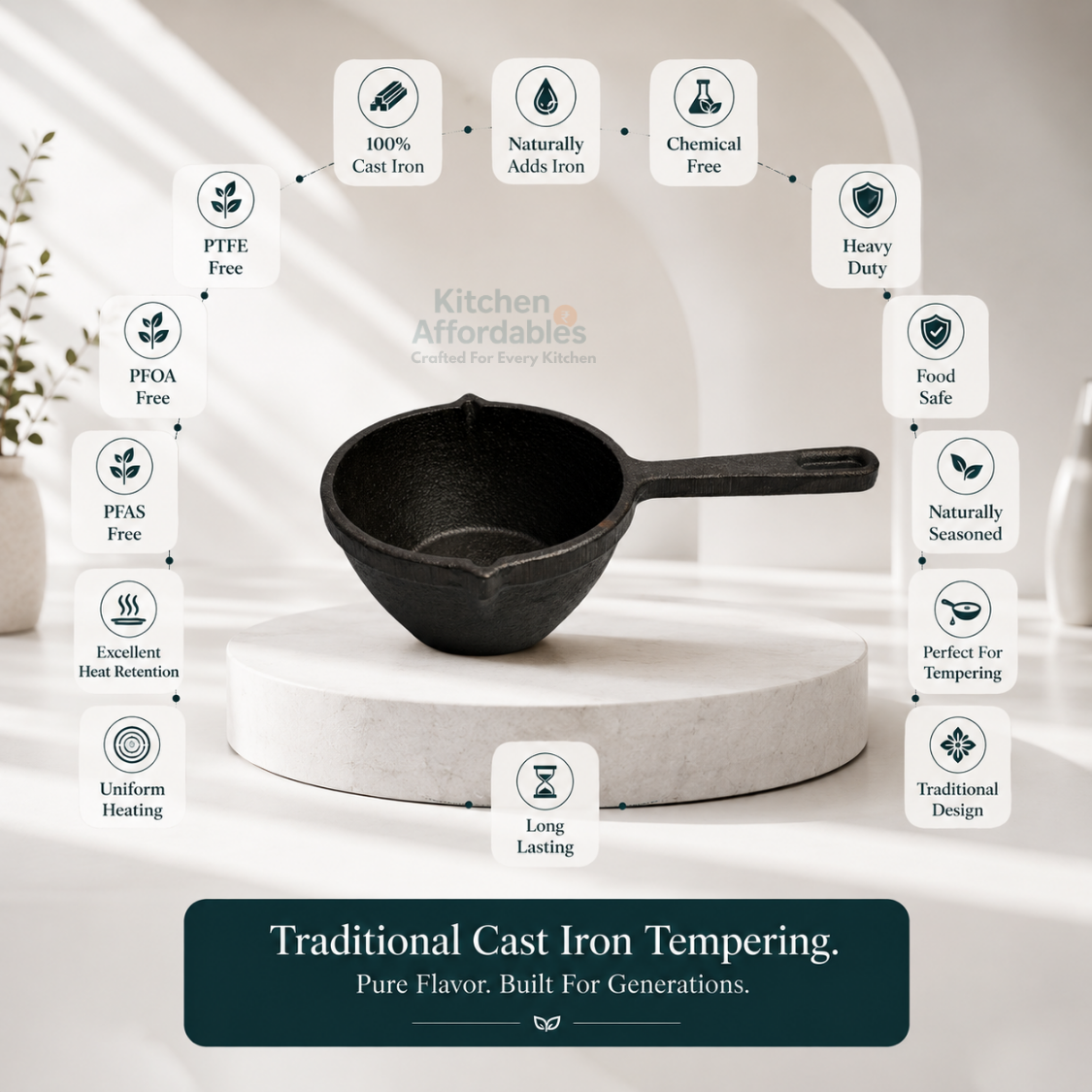 Premium Cast Iron Tadka Pan