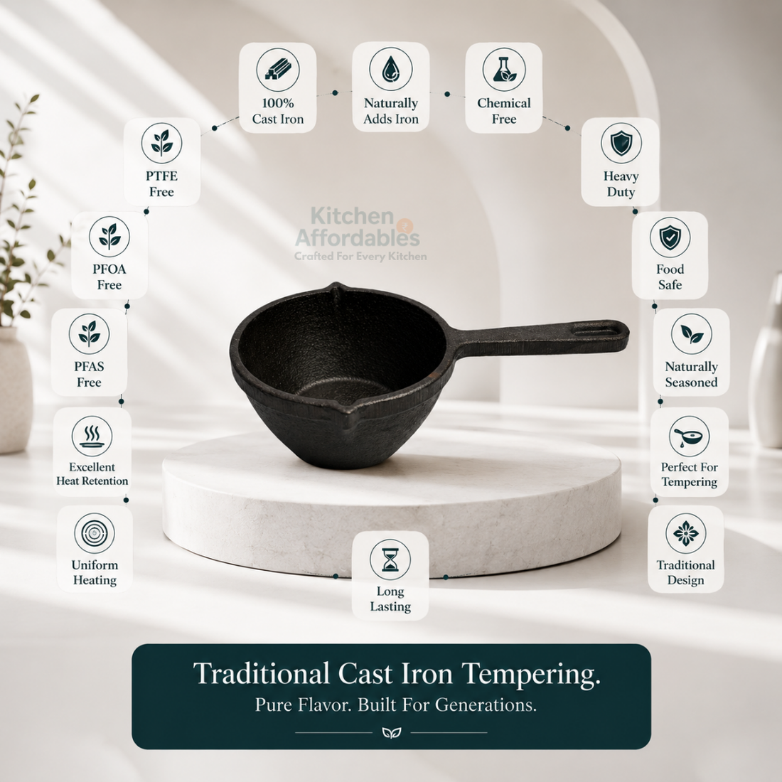 Premium Cast Iron Tadka Pan