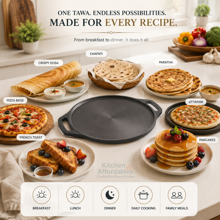 Kitchen Affordables Double Handle Polished Tawa