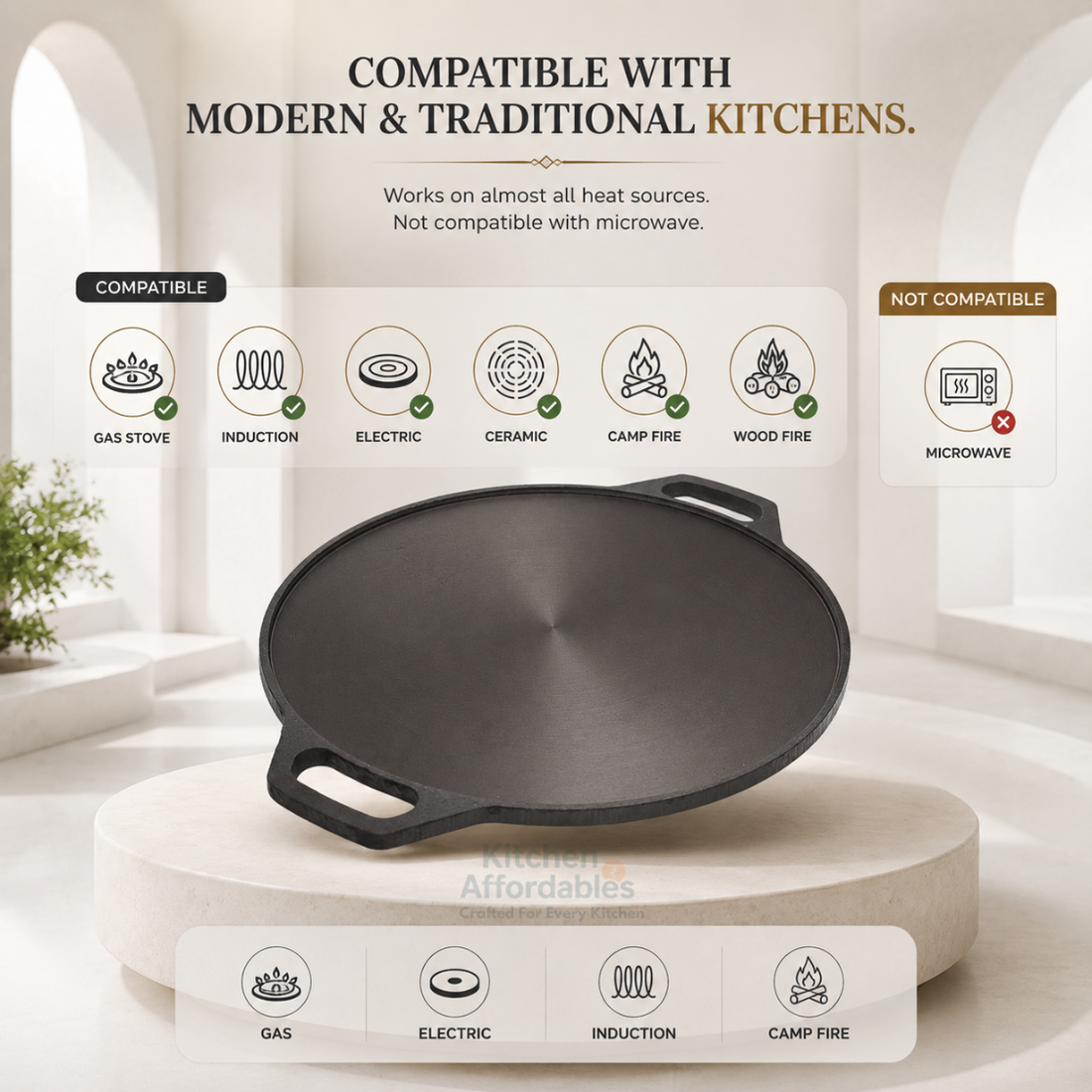 Kitchen Affordables Double Handle Polished Tawa