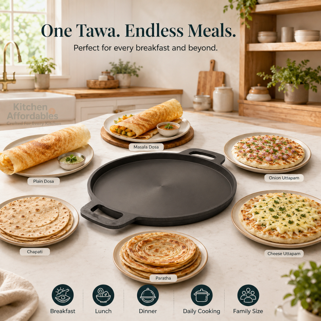 Kitchen Affordables Premium Deep Cast Iron Tawa