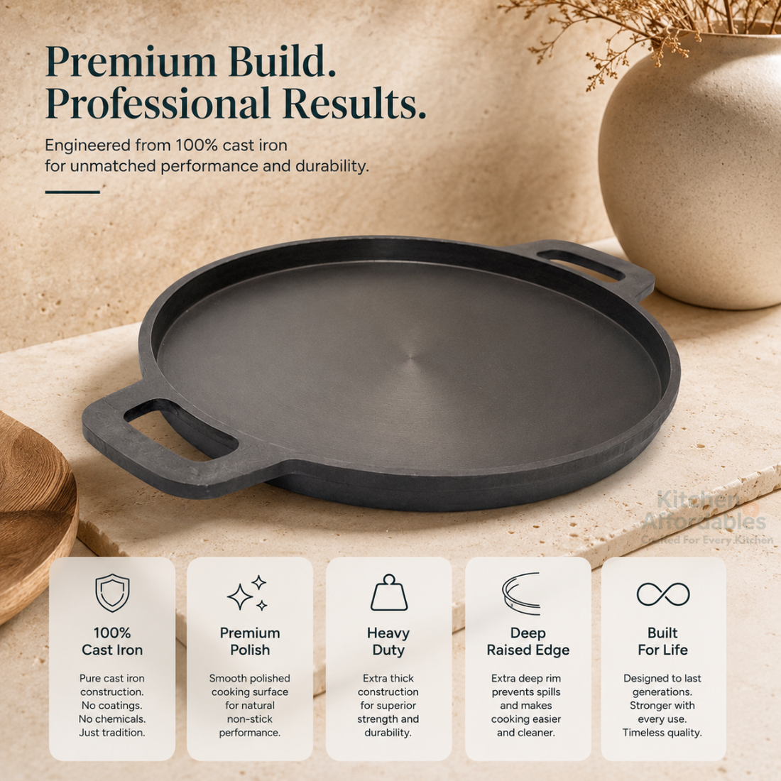 Kitchen Affordables Premium Deep Cast Iron Tawa