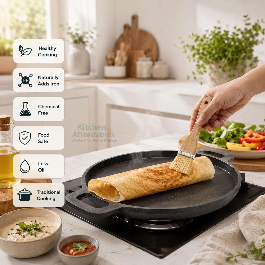 Kitchen Affordables Premium Deep Cast Iron Tawa
