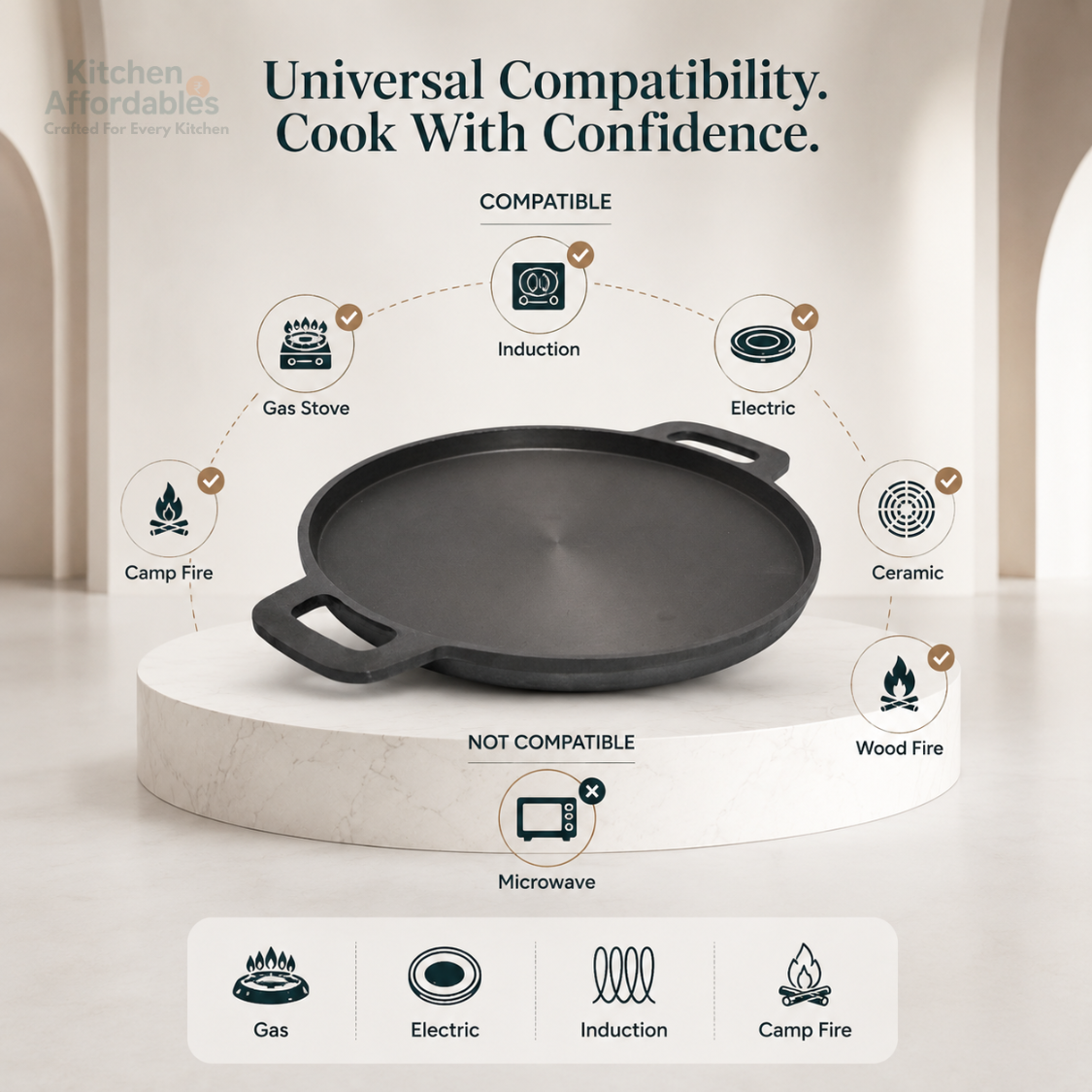 Kitchen Affordables Premium Deep Cast Iron Tawa