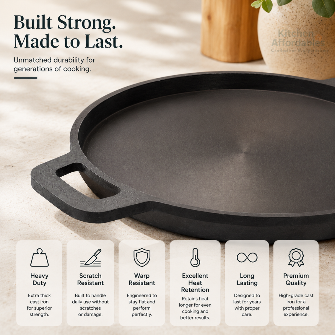Kitchen Affordables Premium Deep Cast Iron Tawa