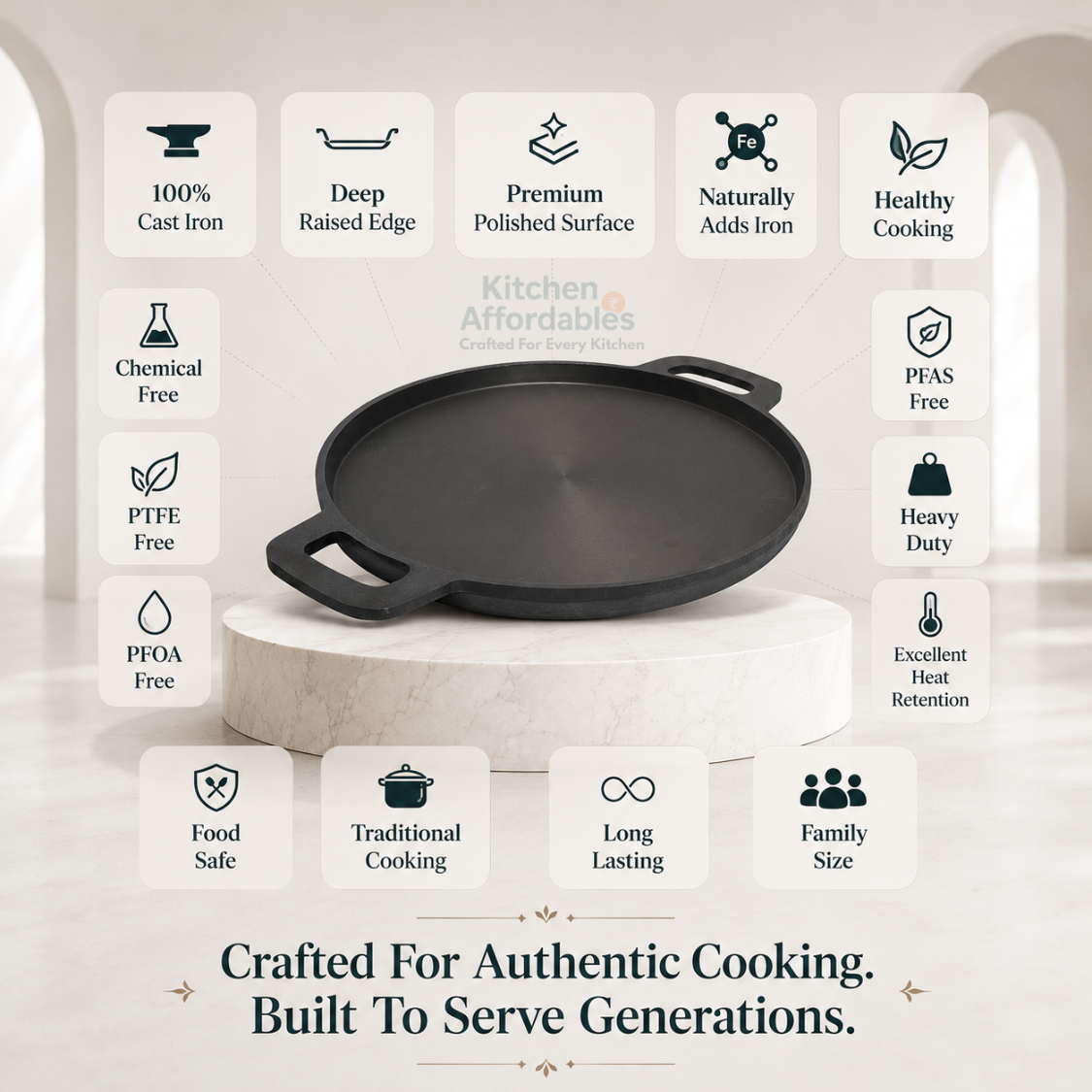 Kitchen Affordables Premium Deep Cast Iron Tawa