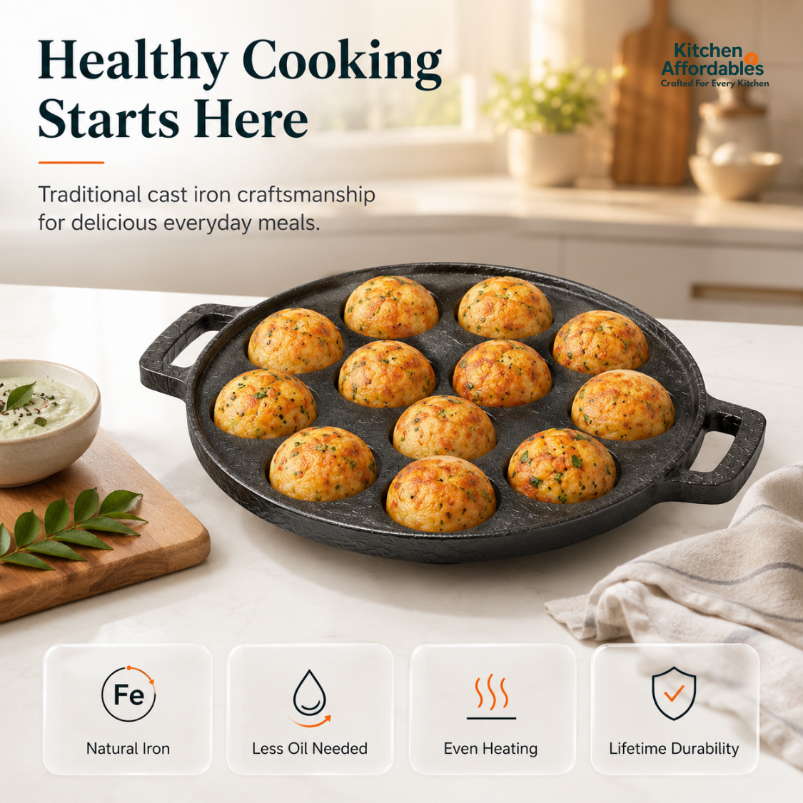 Kitchen Affordables Paniyaram Pan - 12Cavity