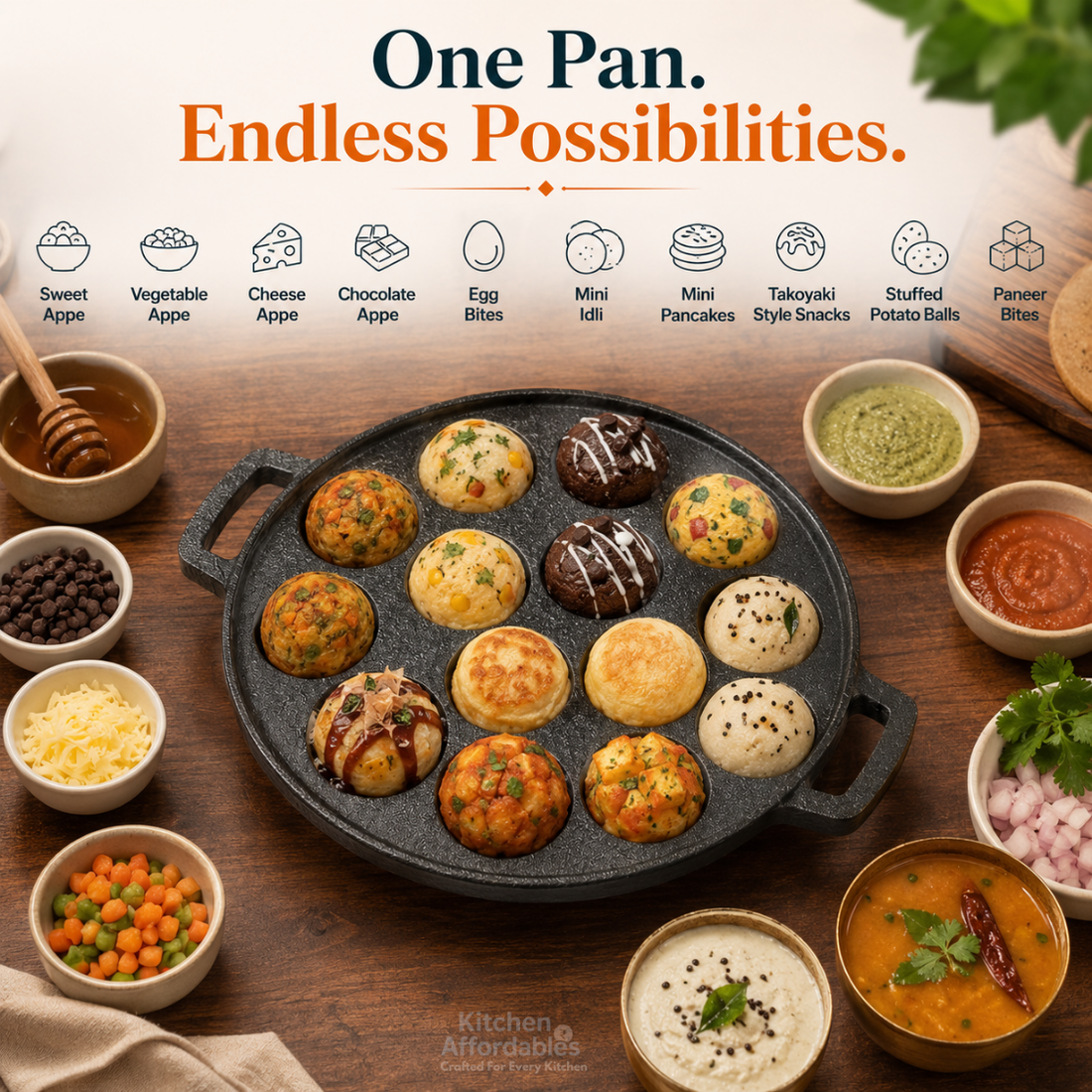 Kitchen Affordables Paniyaram Pan - 12Cavity