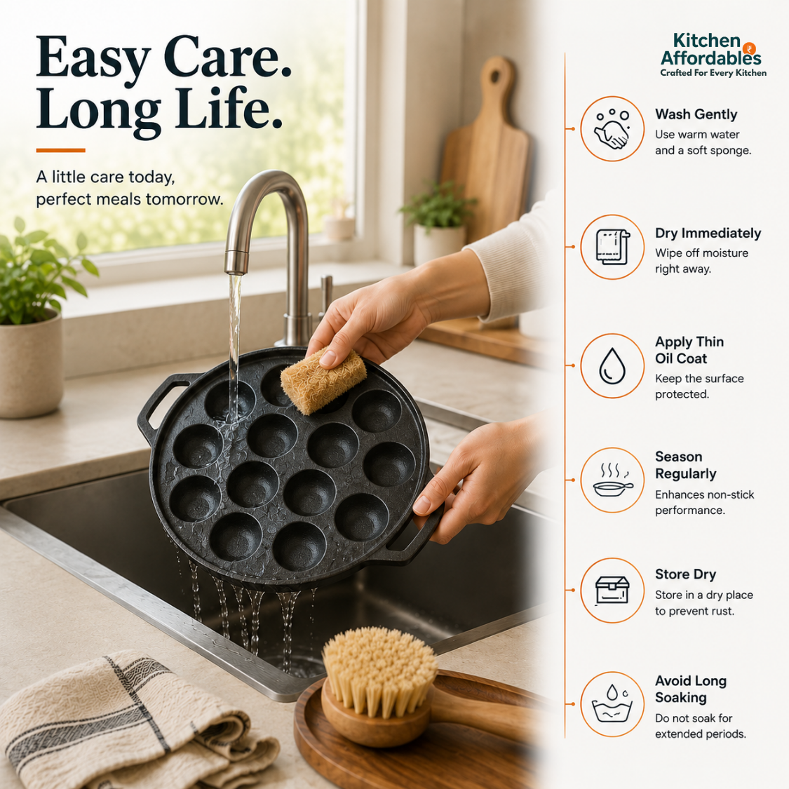 Kitchen Affordables Paniyaram Pan - 12Cavity