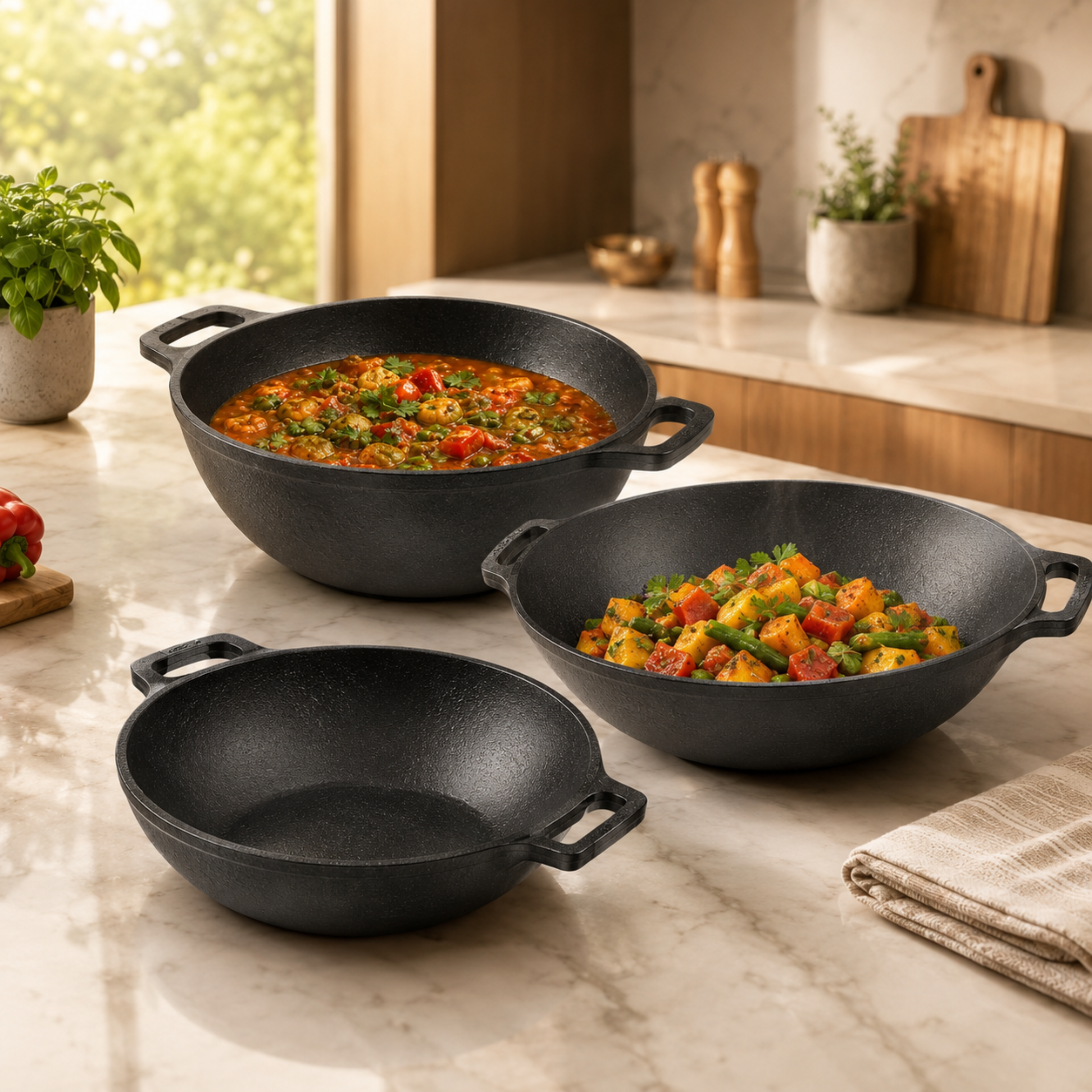 Kadhai Family Set (8" + 10" + 12")
