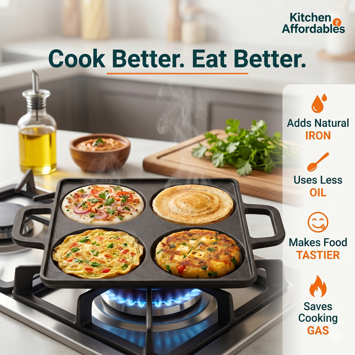 Kitchen Affordabales 4 Cavity Uttapam Tawa