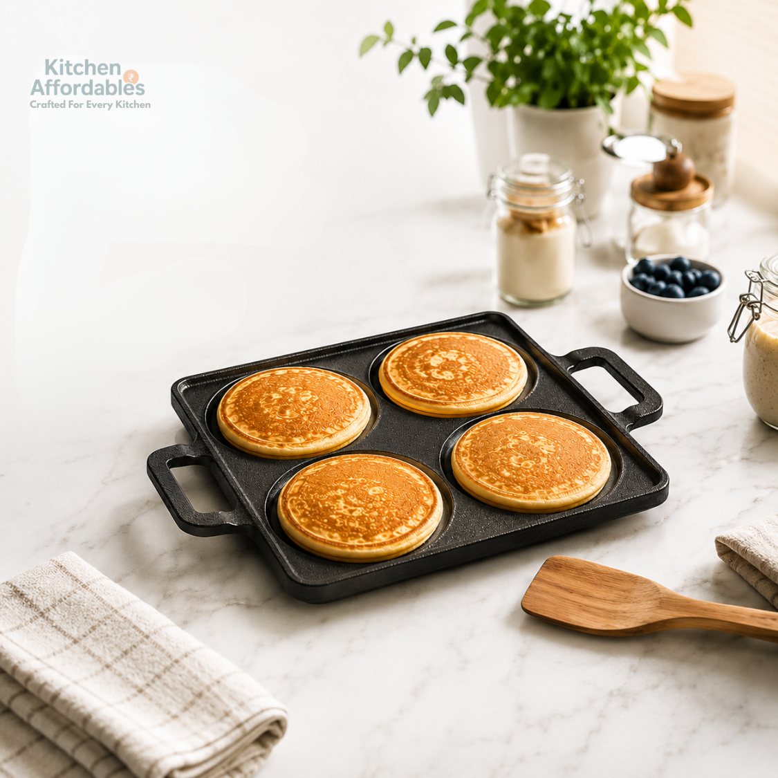 Kitchen Affordabales 4 Cavity Uttapam Tawa