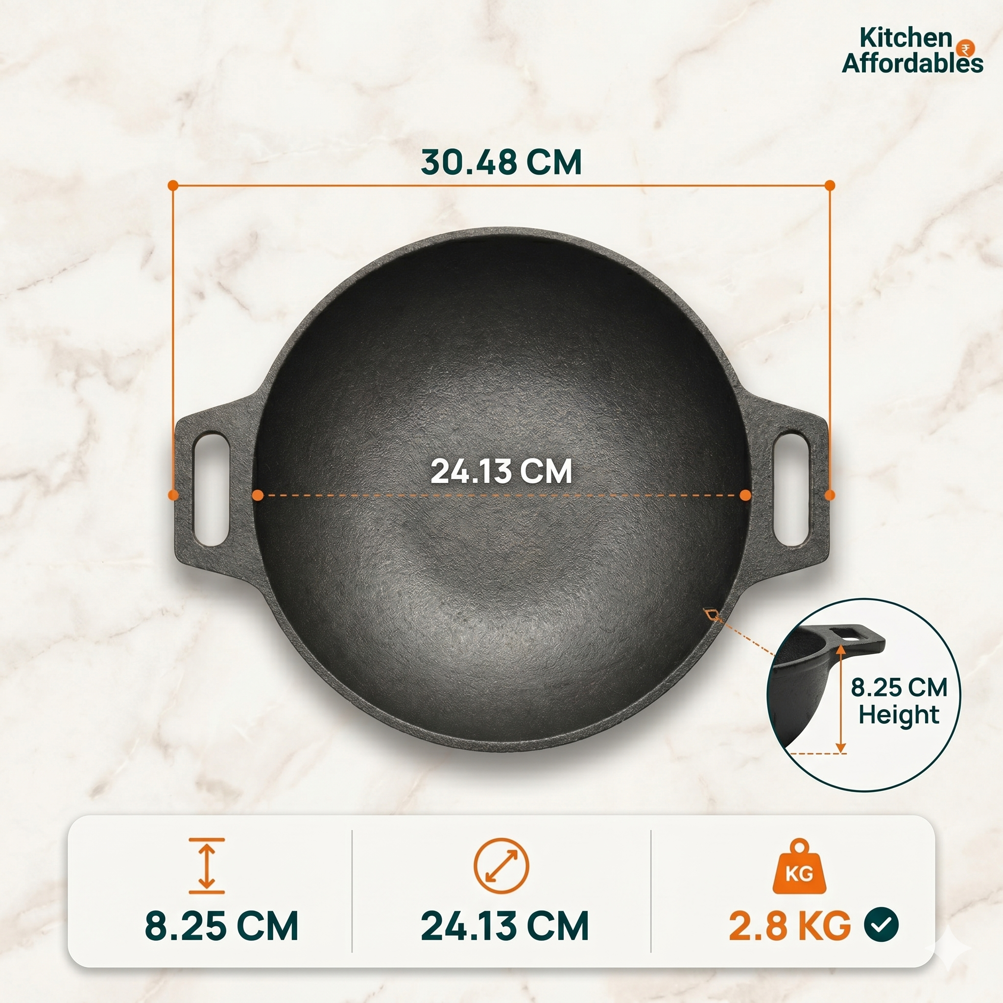 Kitchen Affordabales Premium Kadai 8,10 Inch