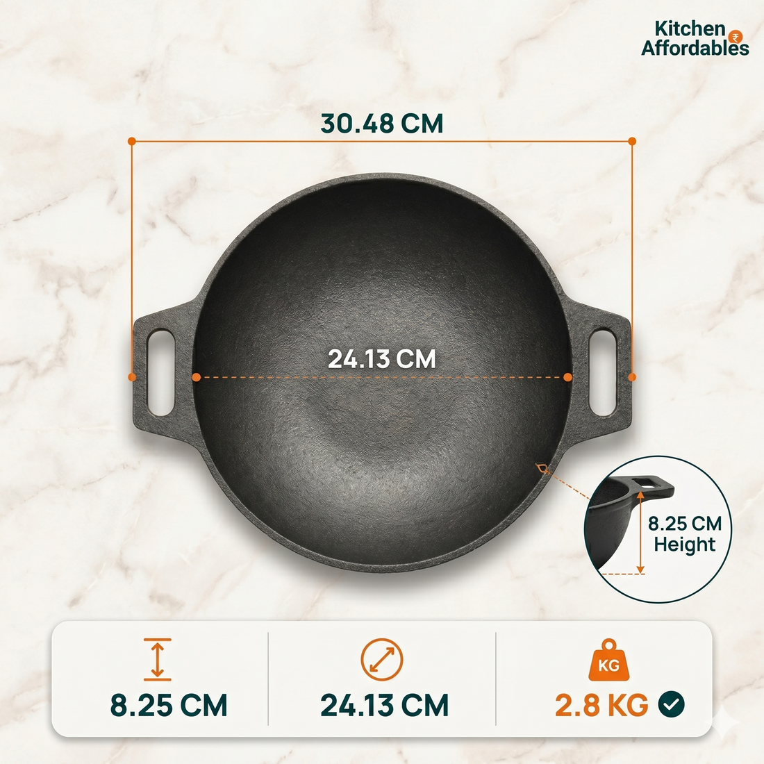 Kitchen Affordabales Premium Kadai 8,10 Inch