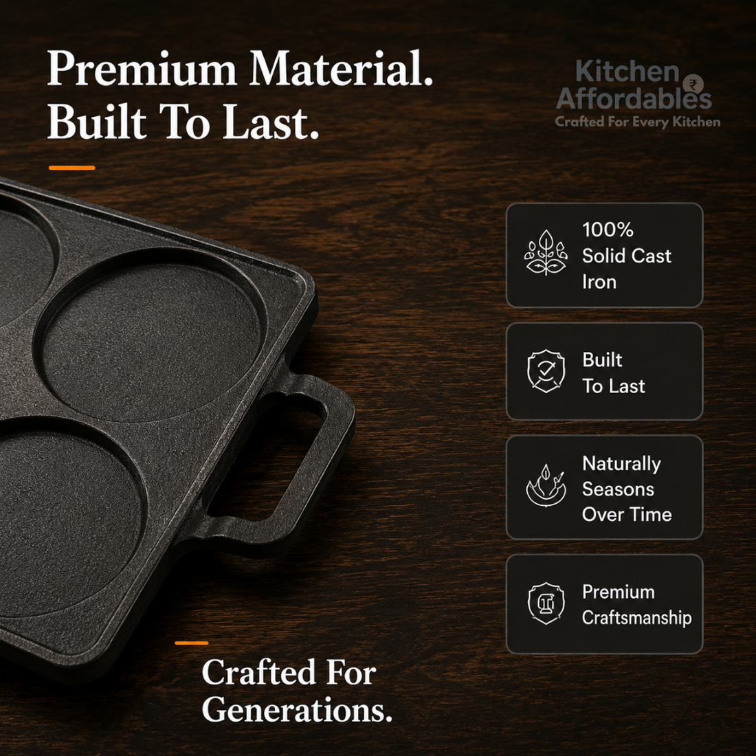 Kitchen Affordabales 4 Cavity Uttapam Tawa