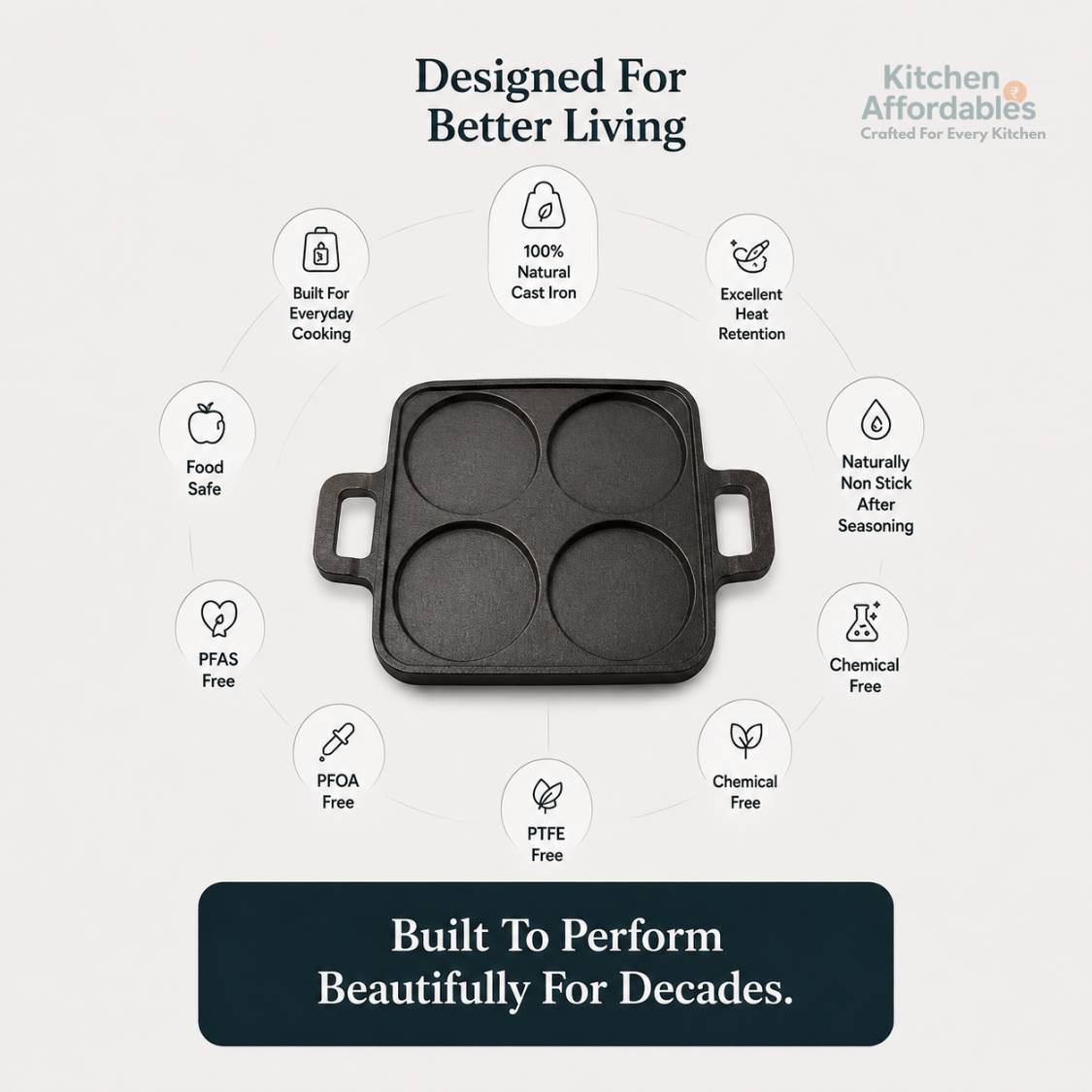 Kitchen Affordabales 4 Cavity Uttapam Tawa
