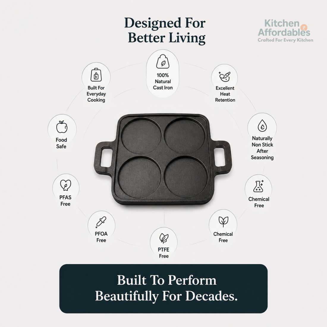 Kitchen Affordabales 4 Cavity Uttapam Tawa