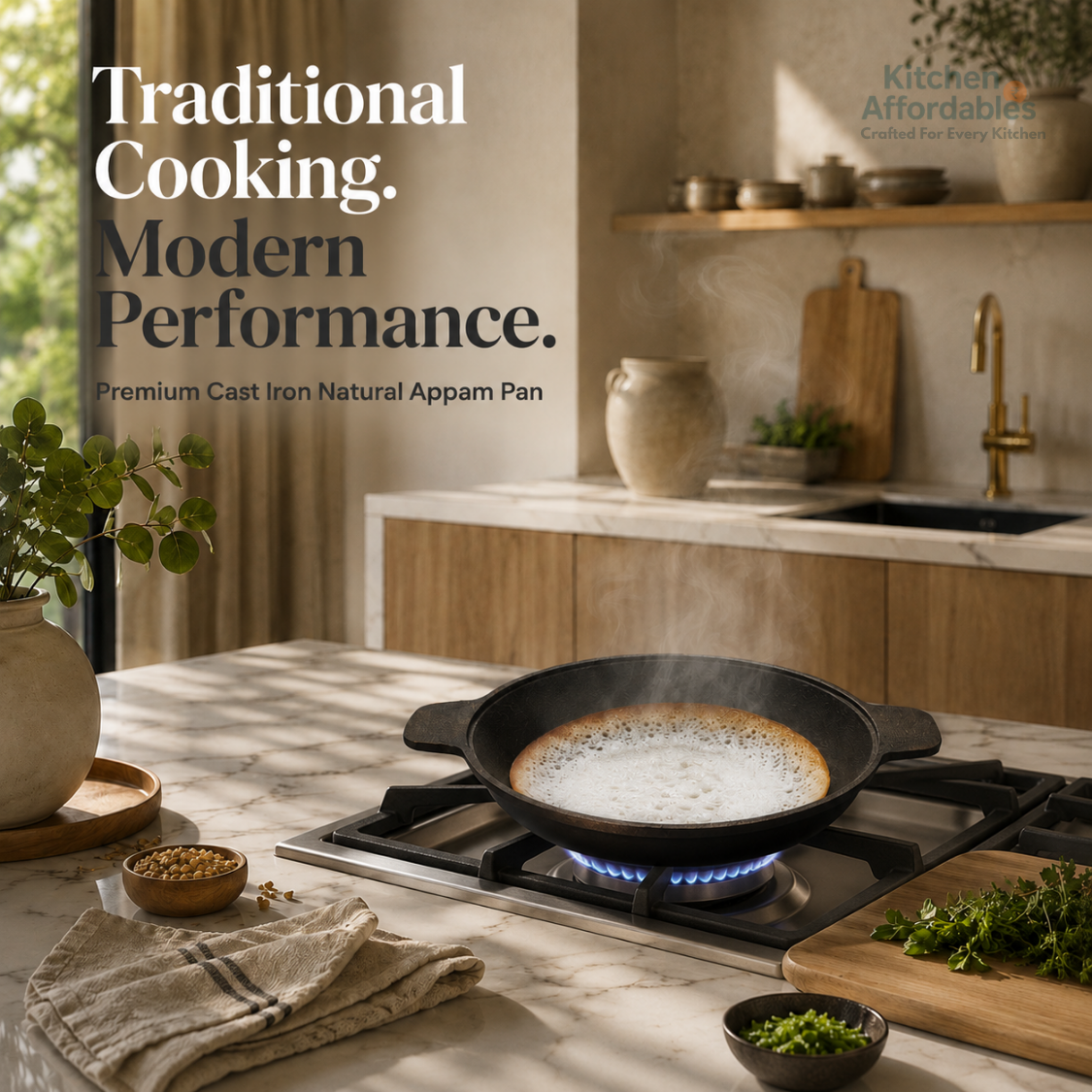 Premium Cast Iron Natural Appam Pan