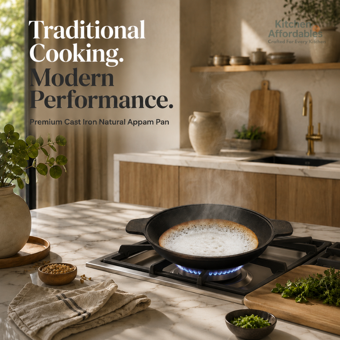 Premium Cast Iron Natural Appam Pan