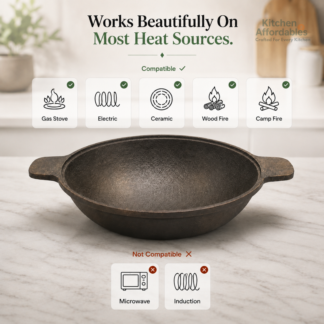 Premium Cast Iron Natural Appam Pan