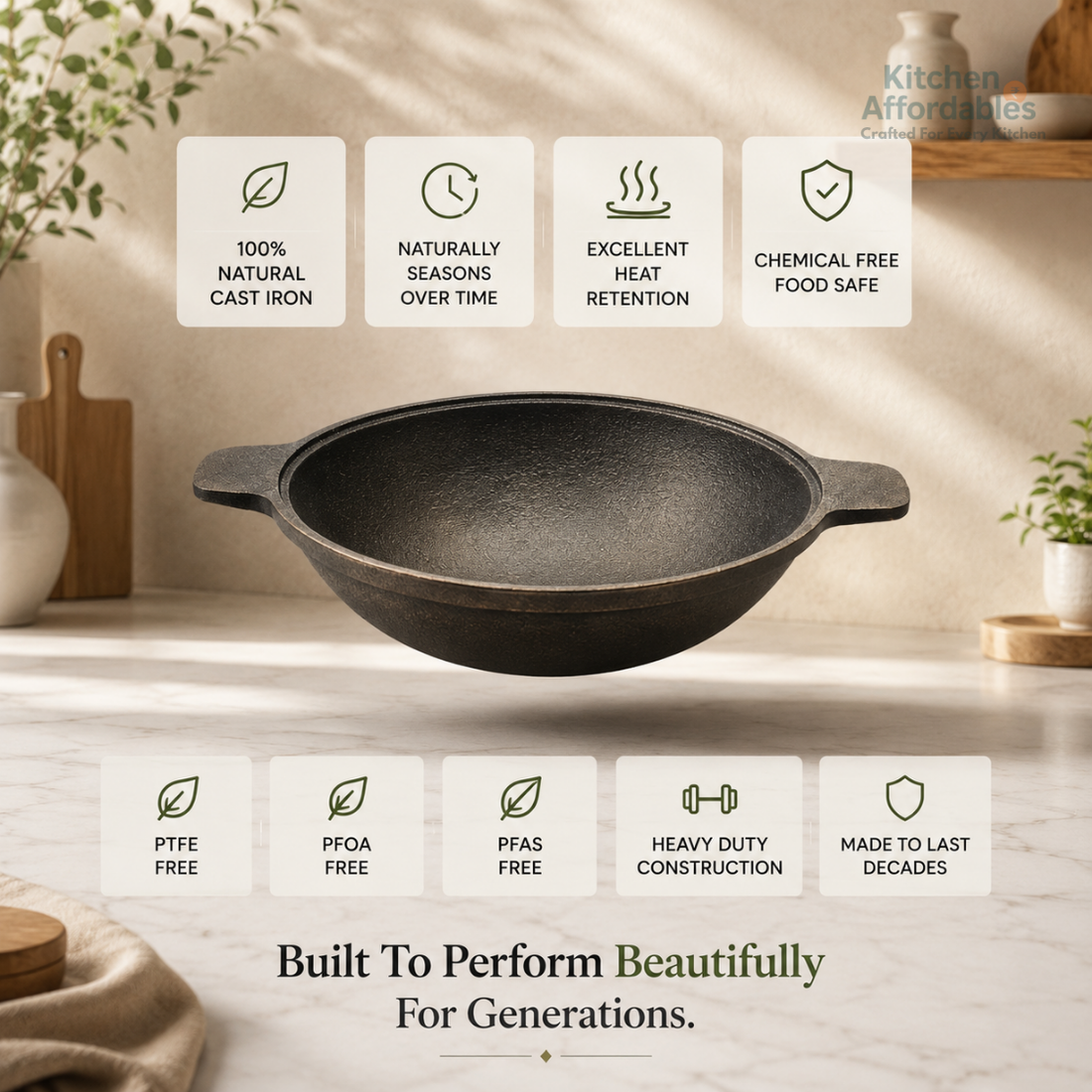 Premium Cast Iron Natural Appam Pan