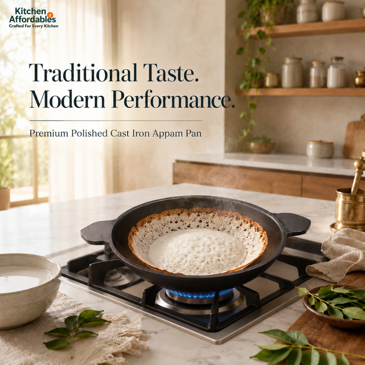 Premium Polished Cast Iron Appam Pan