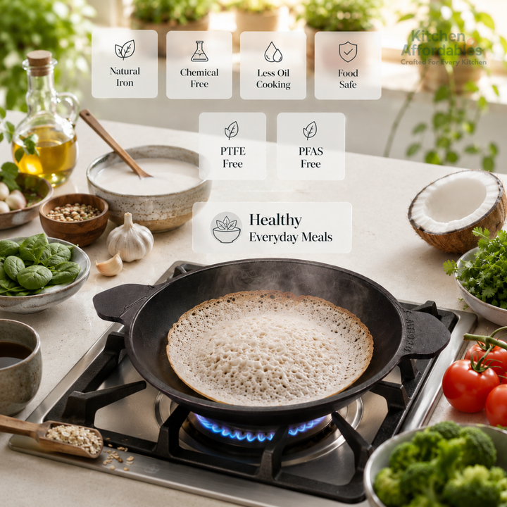 Premium Polished Cast Iron Appam Pan