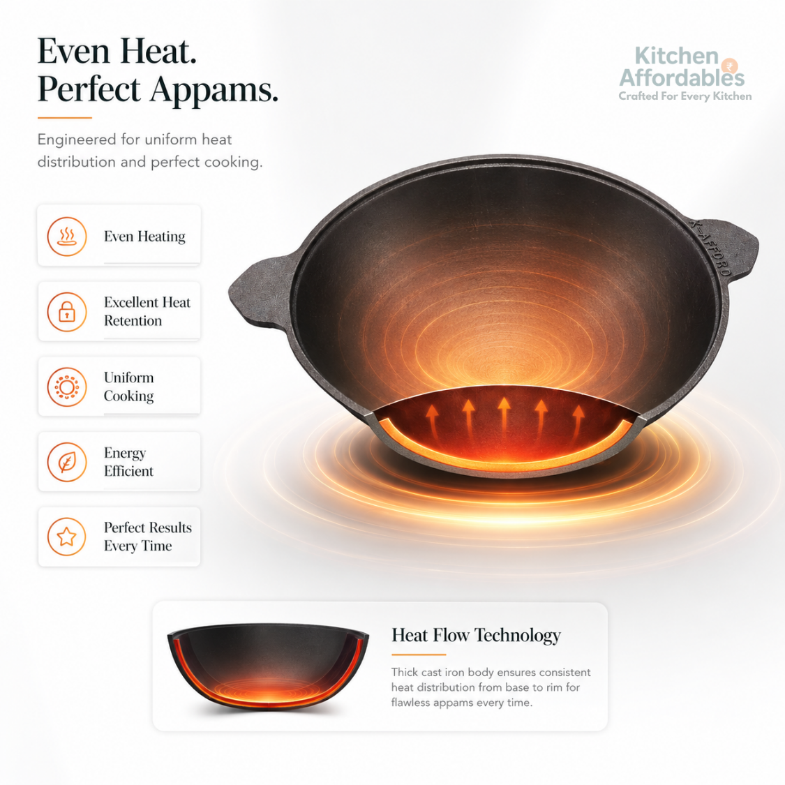 Premium Polished Cast Iron Appam Pan