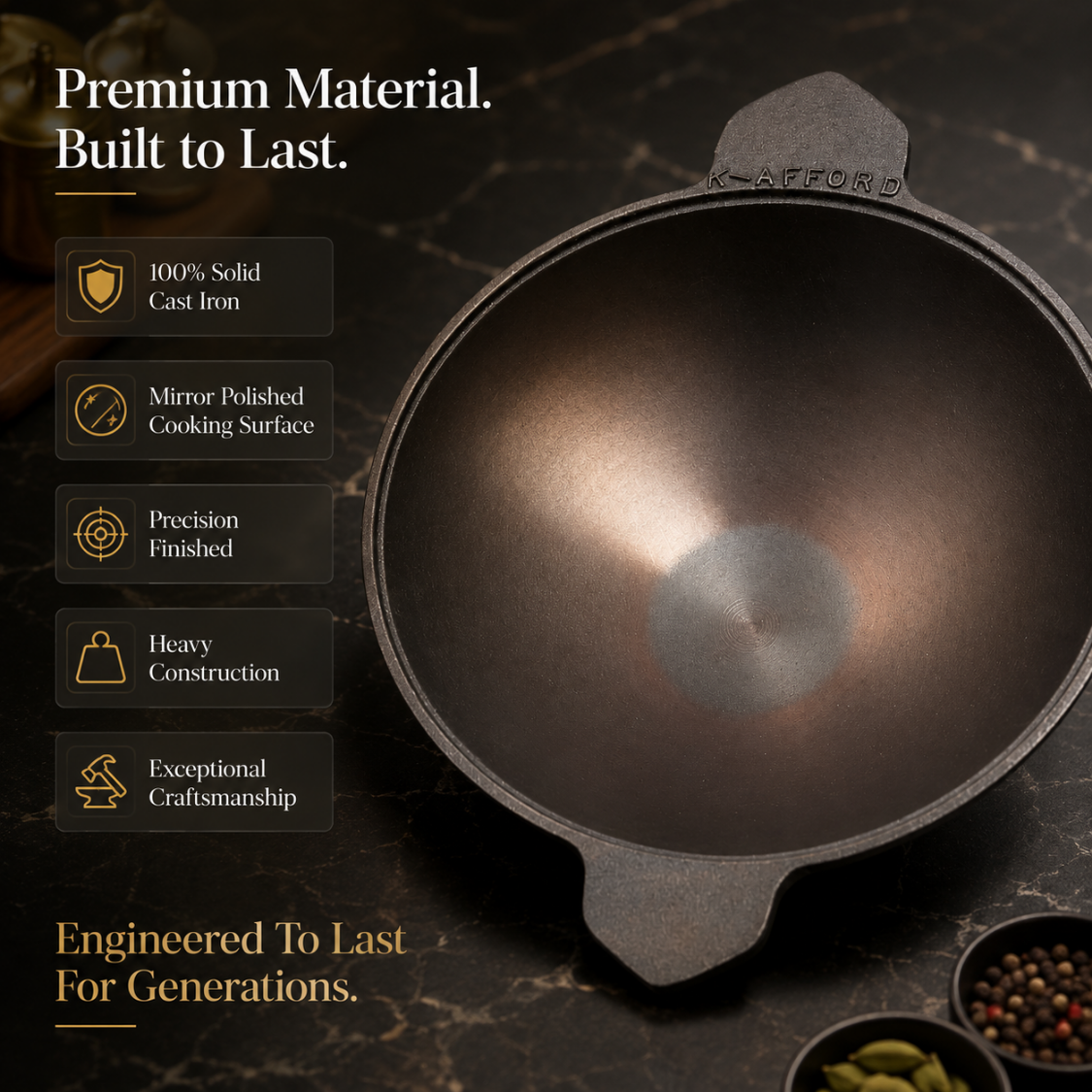 Premium Polished Cast Iron Appam Pan