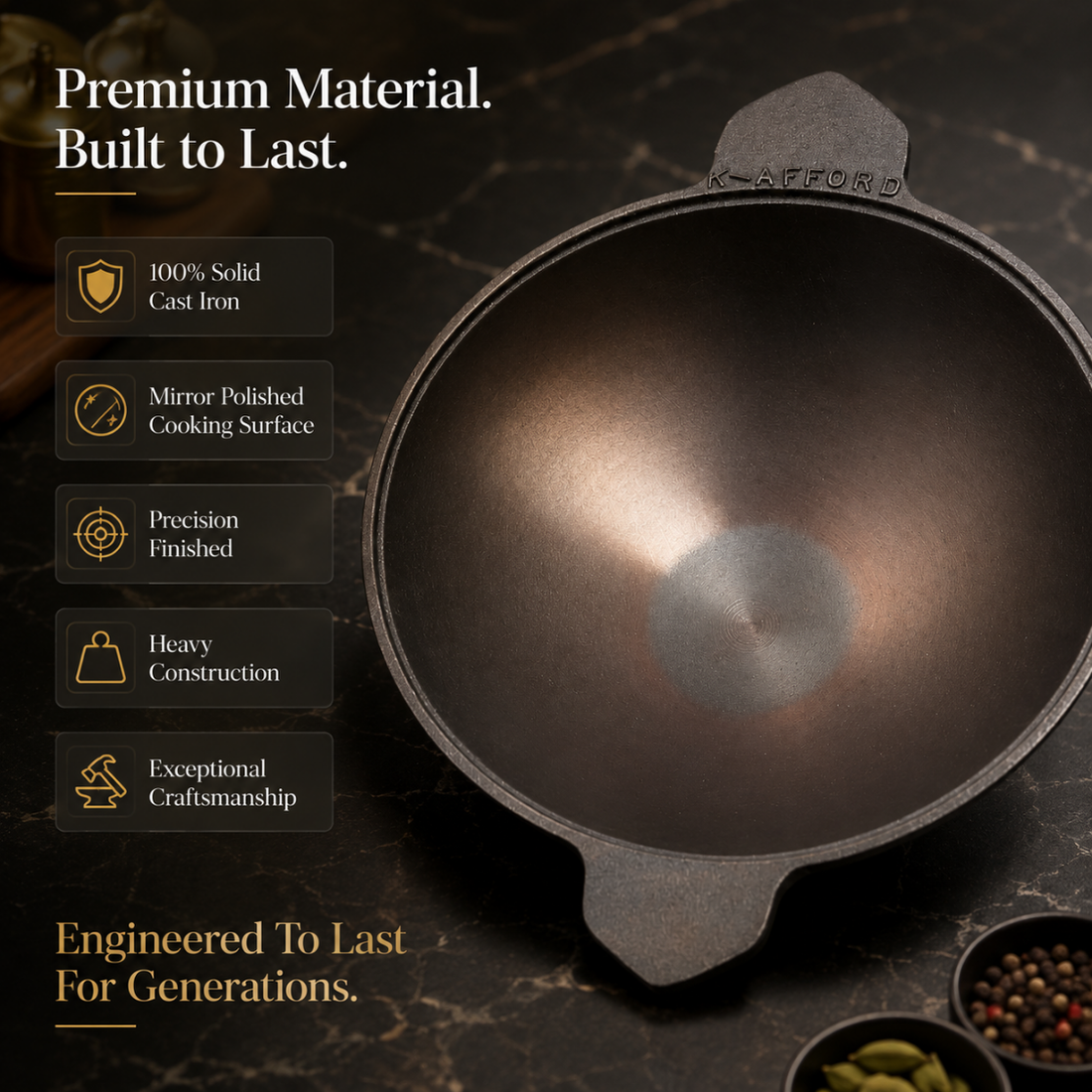 Premium Polished Cast Iron Appam Pan
