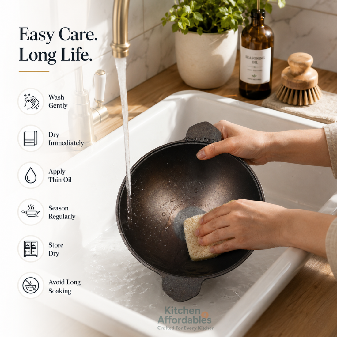 Premium Polished Cast Iron Appam Pan