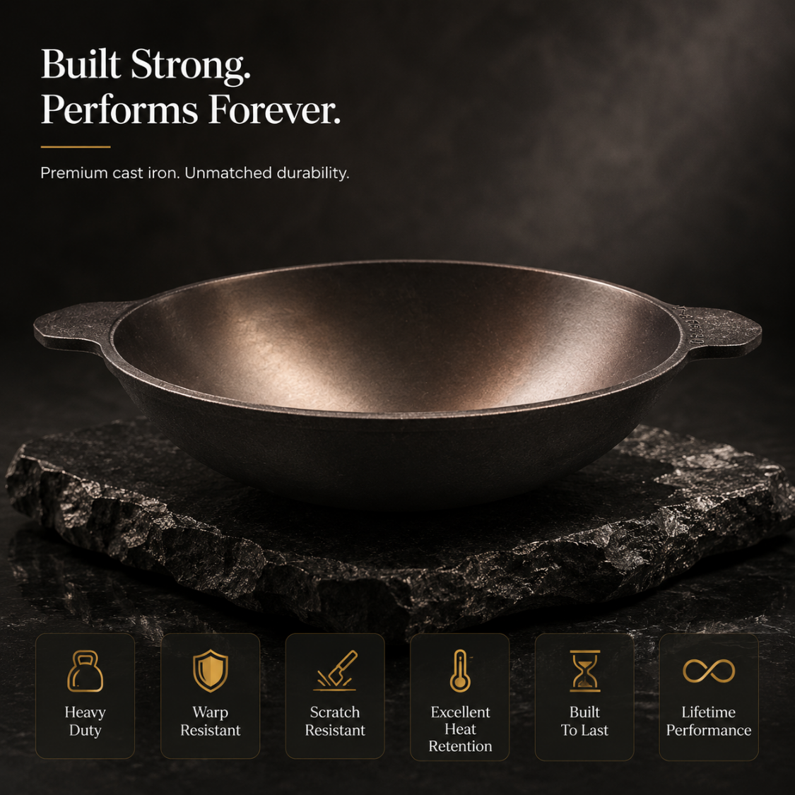 Premium Polished Cast Iron Appam Pan