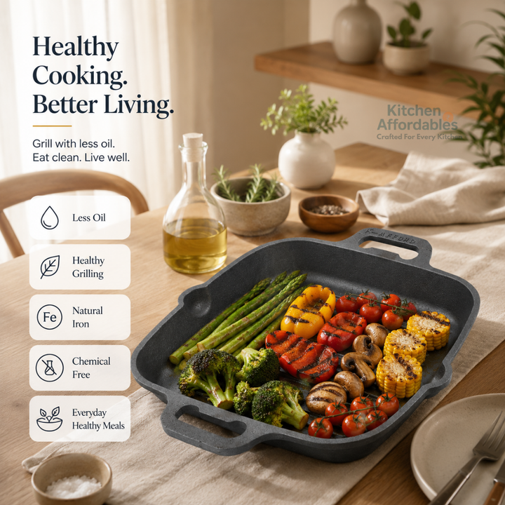Premium Square Cast Iron Grill Pan