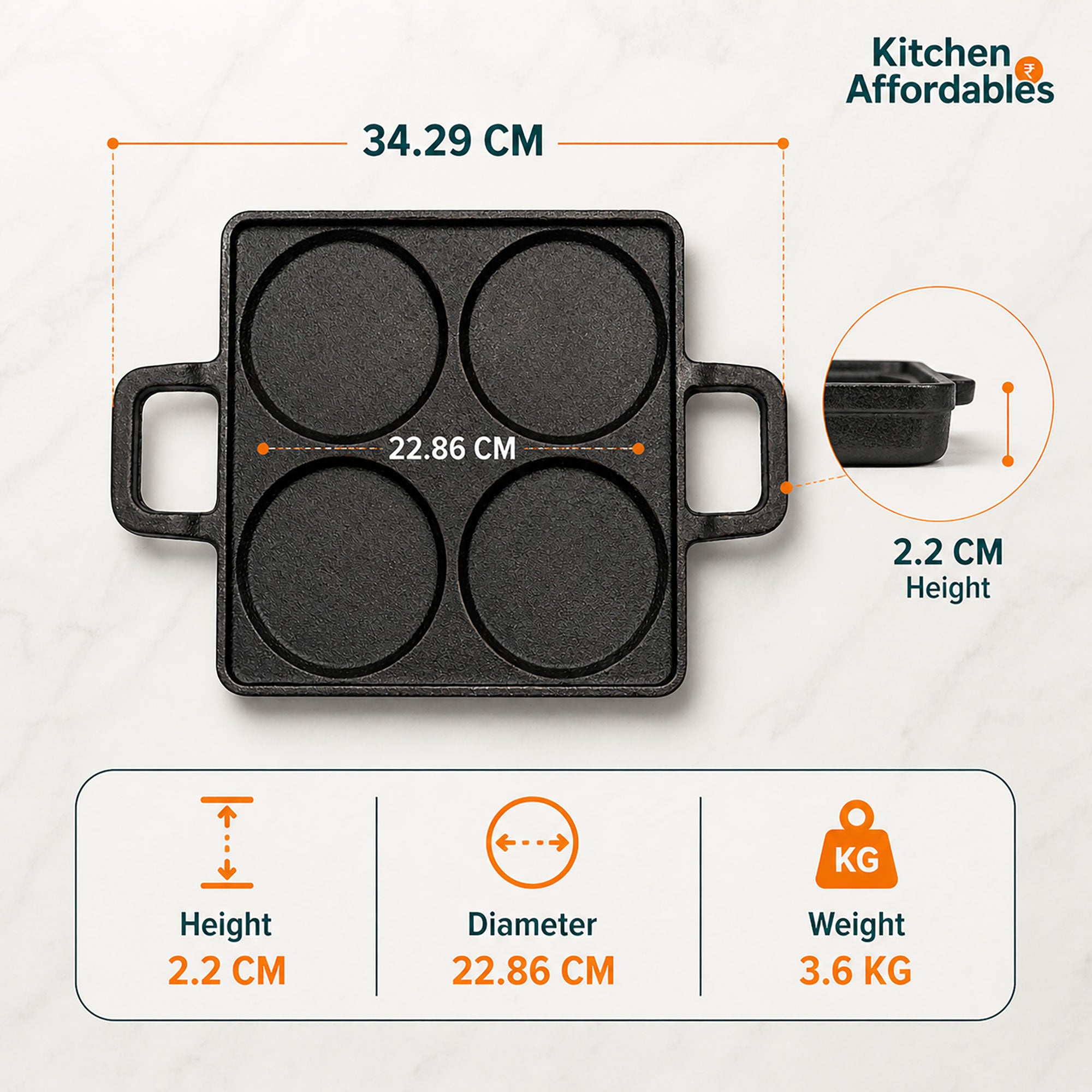 Kitchen Affordabales 4 Cavity Uttapam Tawa