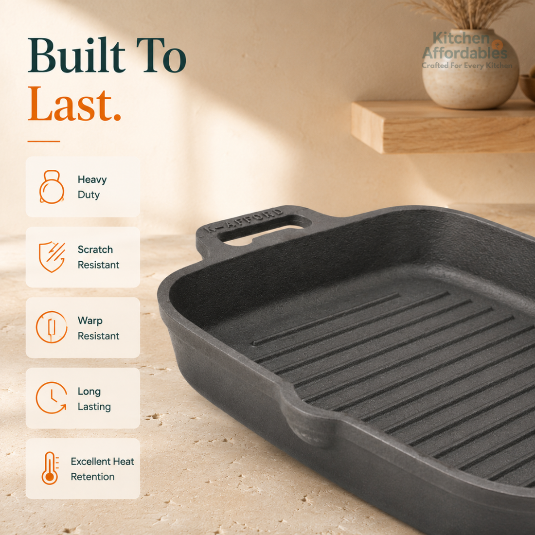Premium Square Cast Iron Grill Pan