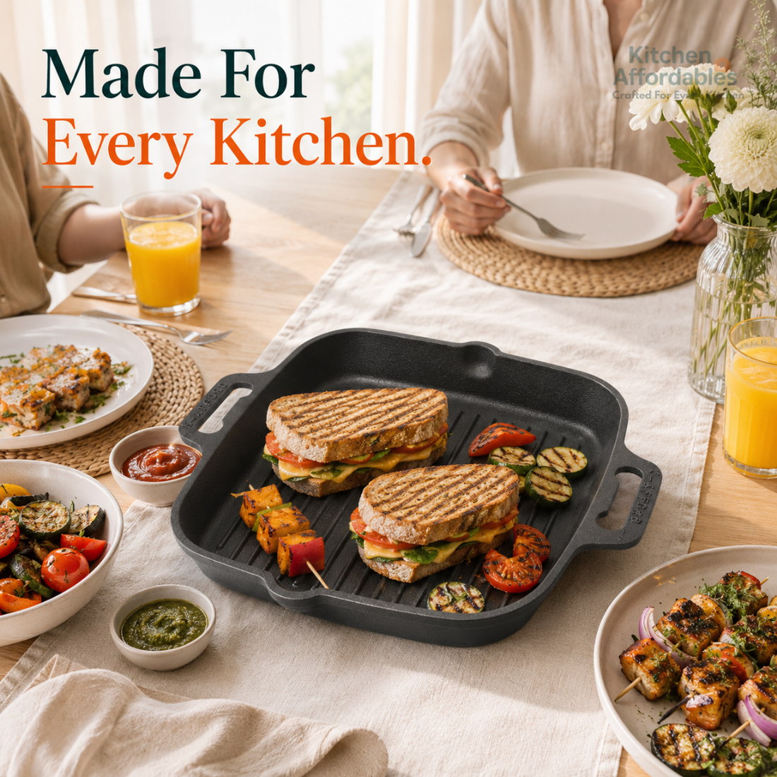 Premium Square Cast Iron Grill Pan