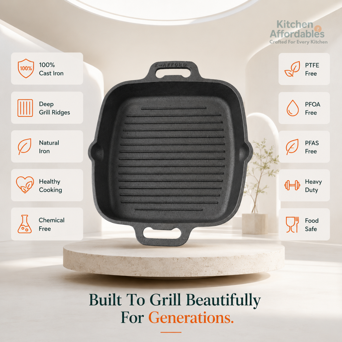 Premium Square Cast Iron Grill Pan
