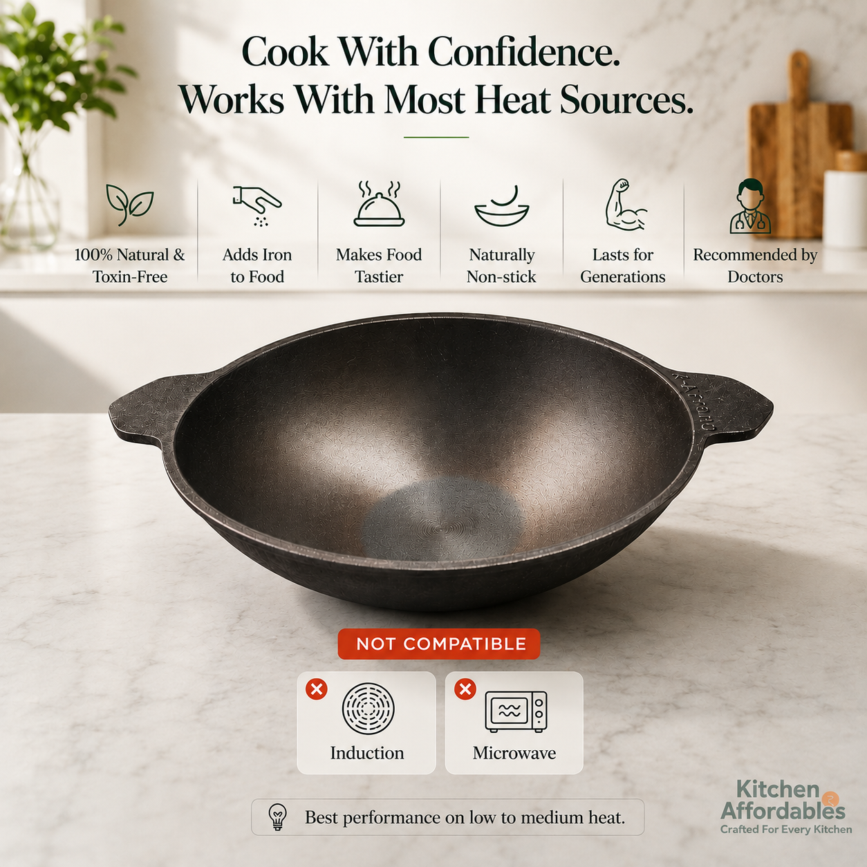 Premium Polished Cast Iron Appam Pan